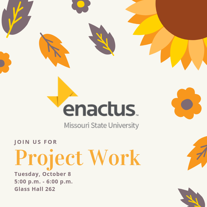 EnactusMOState's tweet photo. We hope to see you tonight! Project Work in Glass Hall 262 from 5-6 p.m.! @MOStateCOB 

#EnactusMOState https://t.co/RxCJQlPK9C