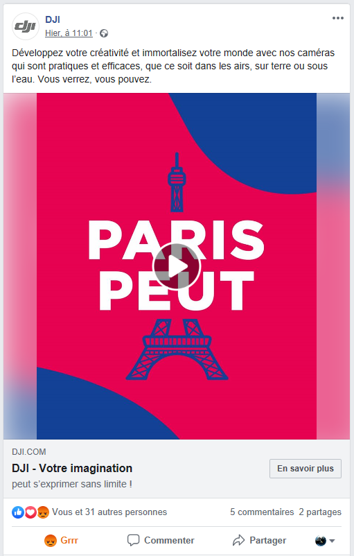 NaikoDjay's tweet photo. @Anne_Hidalgo @Paris comment croyez-vous que les salariés de Parrot Drones (qui se battent, A PARIS, pour la survie de leur boîte) accueillent l'appropriation par leur concurrent chinois Dji de la #TourEiffel dans leur nouvelle communication ? Avez-vous autorisé ça ? https://t.co/1I3UF1JAtO