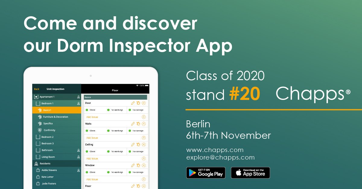 Chappsinspector's tweet photo. Meet us at The Class Conference 2019 in Berlin on the 6-7th of November!

Want to learn more about how @theclassof2020 and Chapps are shaping the university cities of the future? 
Read our blog: https://t.co/DKqKltJPuK

#inspectionapp #classconf2019 #berlin https://t.co/K2cE2836xP