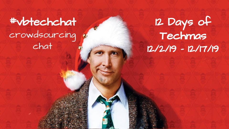Please join us in December for our Techmas Crowdsourcing Chat starting 12/2/19 #vbits <a href="/vbschools/">VBSchools</a> <a href="/cwhinsch/">Charlie Hinsch</a> <a href="/matthewcolohan/">Matthew Colohan</a>
<a href="/KimAdams007/">kimberly f. adams 🏳️‍🌈☮️🏈🇺🇦</a> <a href="/TechTeachVB/">Sheila Teri</a> <a href="/vblms/">Maha Elmachichi</a> <a href="/wjohnsen/">Bill Johnsen</a>