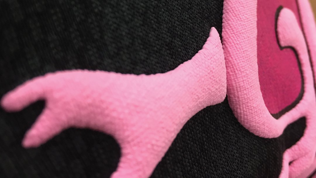 DirectsaveCan's tweet image. For @uofg @guelph_gryphons. These are #silkscreen #prints, with a special "#puffink" that raises the #ink after they are #heated during the #production process. FYI, #Gryphon #Football will be running a "Pink Wall" Event from Oct 16th - 18th (all day): uoguelph.ca/wellnessatwork…