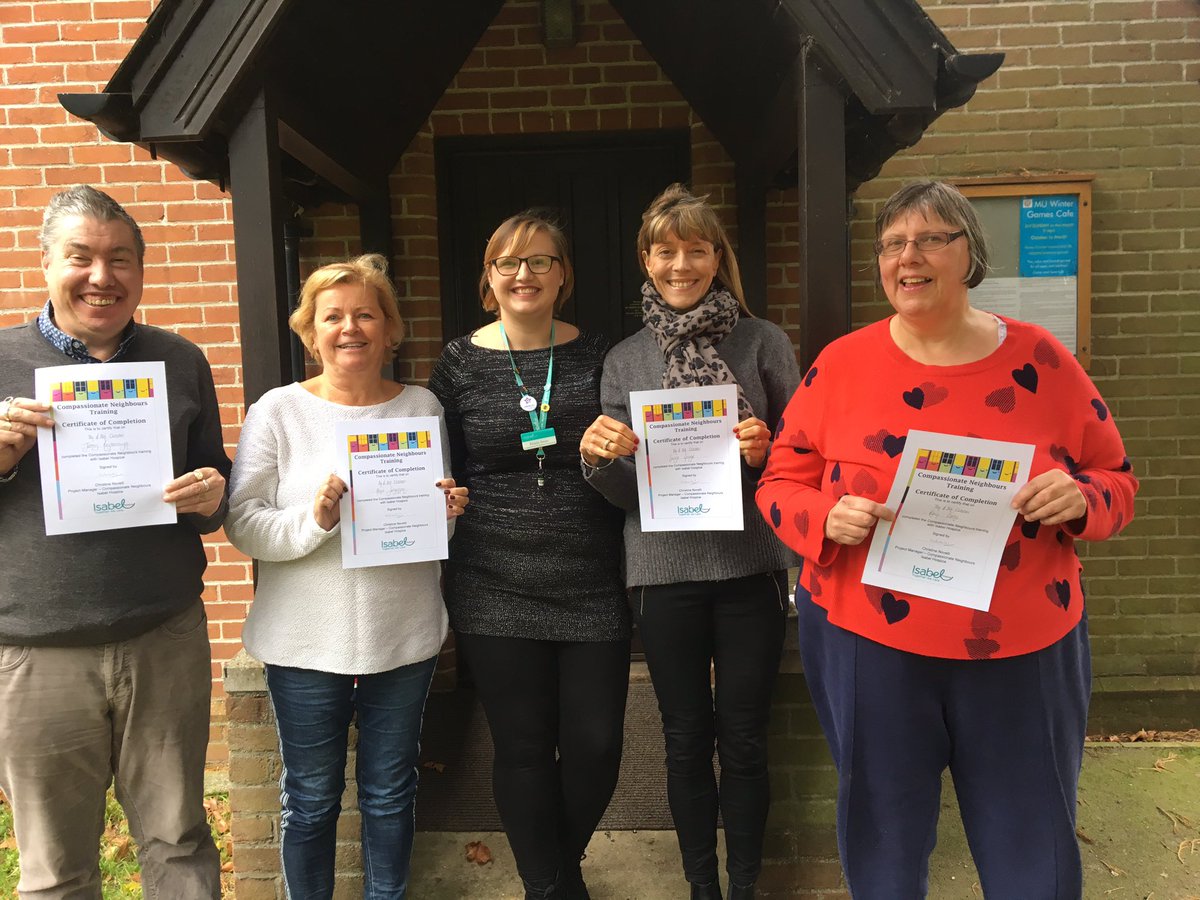 Congratulations! Day 2 completed of <a href="/Compneighbours/">Compassionate Neighbours</a> training here in Herts. Great course, great project &amp; great trainer, thanks Kharlie. #connectinglives <a href="/EastHerts/">East Herts Council</a> <a href="/hertscc/">Hertfordshire County Council</a> <a href="/CommCats/">Community Catalysts</a> <a href="/HertsACS/">Adult Care Services</a> <a href="/SLHertfordshire/">Shared Lives Hertfordshire</a> <a href="/SharedLivesPlus/">Shared Lives Plus</a> @HWEfutureSTP <a href="/HertsHelp/">HertsHelp</a>