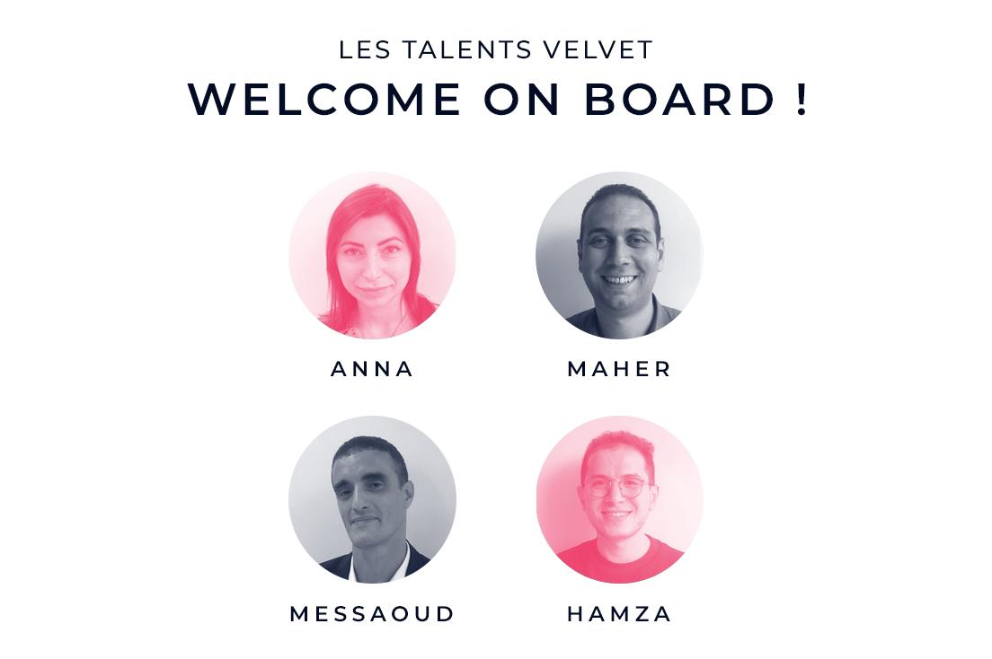 Bienvenue dans la Velvet Team à Anna, Maher, Messaoud et Hamza ! 💙 #teamvelvet #empoweryourcareer #Recrutement