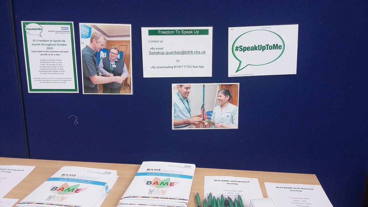 BFtsu's tweet photo. Great event today at BTHFT looking at the WRES by our BAME staff network. Evidence shows the BAME staff group is least likely to speak up about their concerns. Come along and meet with us if there are any concerns you wish to tell us, we will listen

#BAMEBTHFT #SpeakUpToMe https://t.co/PbzDPv5gN5