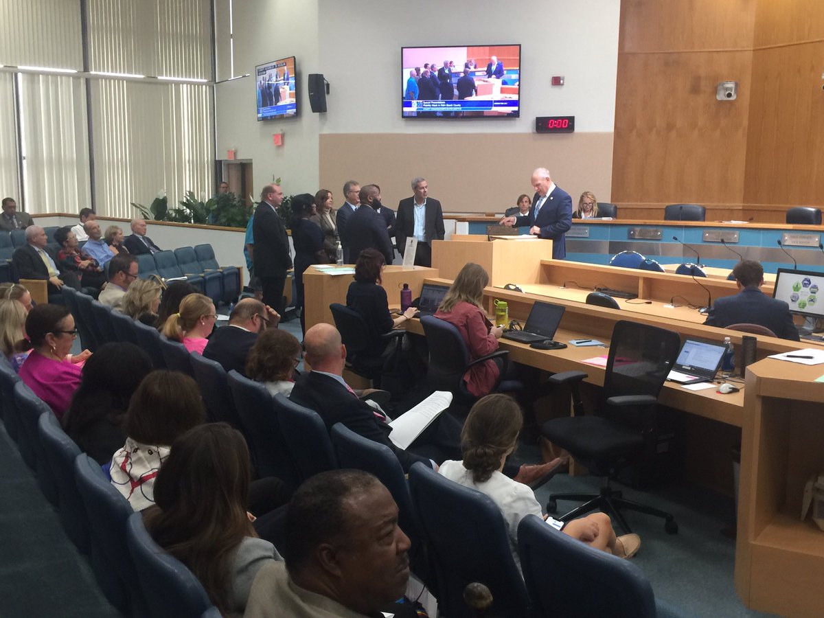 pbcloc's tweet photo. The Board of County Commissioners is having their meeting on the 6th Floor of the Governmental Center where former Commissioner Steven Abrams is making a guest appearance with a group gathered to receive a Proclamation declaring “Mobility Week”. #welivelocal https://t.co/oyY8Q0iKtR