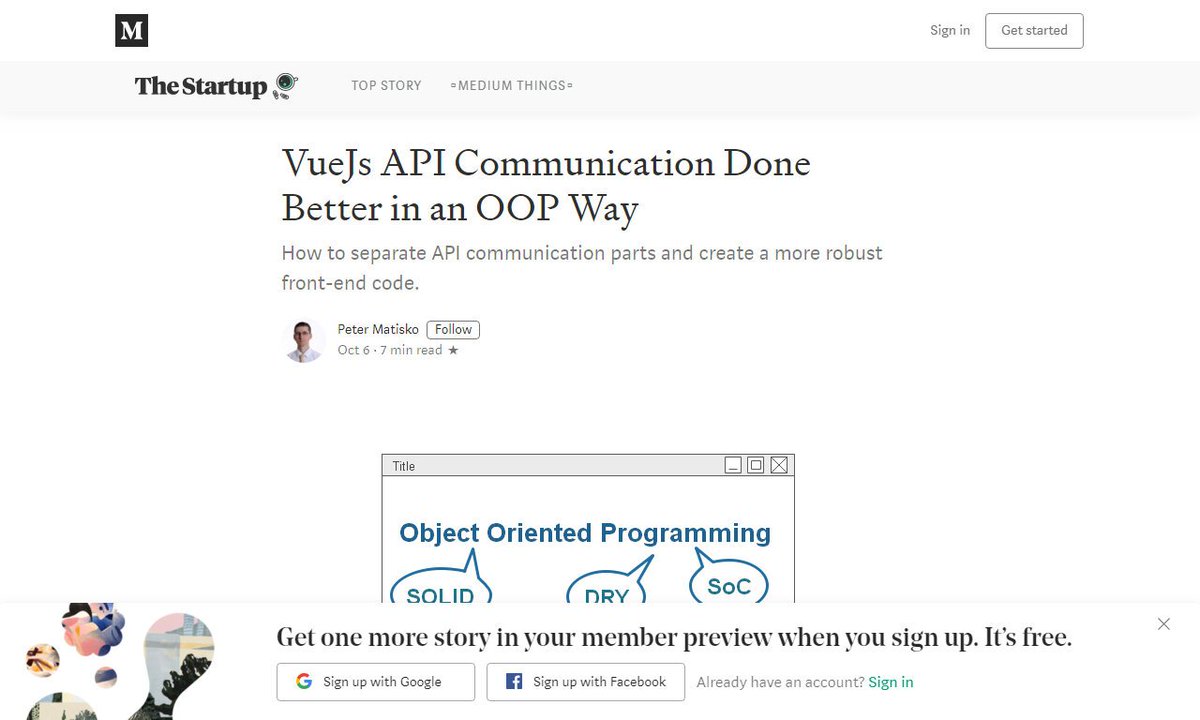 codecidedotnet's tweet image. VueJs API Communication Done Better in an OOP Way
#vuecomponent #component #brokercore #data #code #remotework
via @medium
☛ amp.gs/A3CY