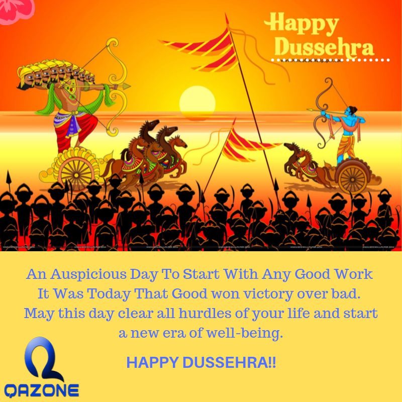 QAZone_Info's tweet photo. May this day clear all your hurdles and you win over all your obstacles!!

Happy Dussehra!!

                                             - QAZone Team!!

#HappyDussehra https://t.co/RqvFVaFwox