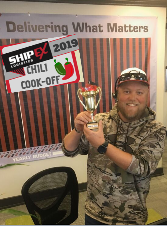 ShipEXLogistic's tweet photo. 🌶️2019 Chili Cook-Off was a success - lots of great food &amp; some spicy competition! 🏆👨‍🍳CONGRATS TO OUR CHILI CHAMPION, Derek! #NationalChiliMonth #ShipEXLogistics #DeliveringWhatMatters https://t.co/2PwRbDYF8D