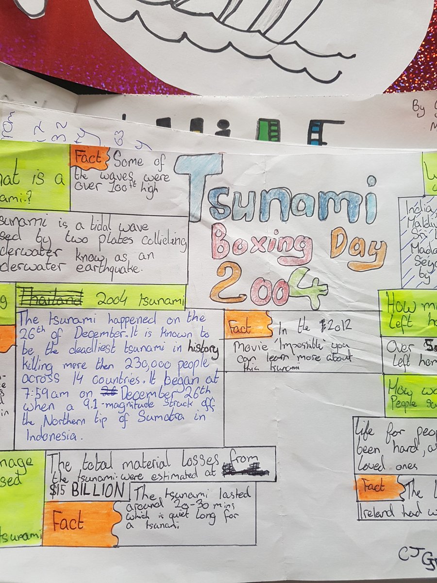 MsHunt12's tweet image. Fantastic projects created by my 1st year Geography class in @scoildara. Researching the effects and consequences of tsunamis! #jcgeography #juniorcycle