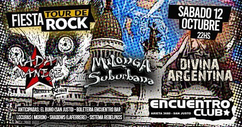 ¡Empezó la cuenta regresiva!

Este sábado nos volvemos a encontrar en #EncuentroClub! Junto a #MADANmanege y #DivinaArgentinaROCK se viene una gran noche en el Oeste!

Lxs esperamos!