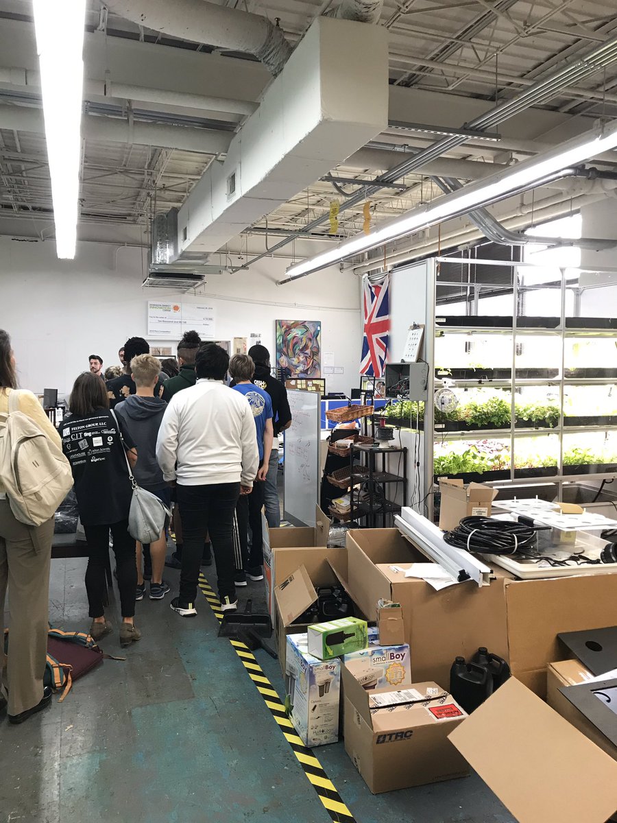 CCS_iSTEM's tweet photo. #cbictechtour begins for the @CHSBlackKnights ! We are hearing about the #entrepreneurlife of Babylon MicroFarms right here in #cville. This company is seeing a need of food justice and trying to meet that need! #justiceengineering https://t.co/TeypetznUy