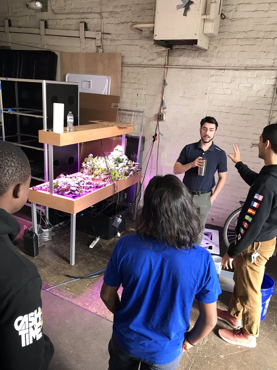 CCS_iSTEM's tweet photo. #cbictechtour begins for the @CHSBlackKnights ! We are hearing about the #entrepreneurlife of Babylon MicroFarms right here in #cville. This company is seeing a need of food justice and trying to meet that need! #justiceengineering https://t.co/TeypetznUy