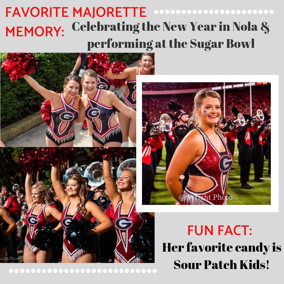 UGAMajorettes's tweet photo. Happy Tuesday! Swipe to learn more about our girl, Eva! 🤩❤️ #teammatetuesday https://t.co/WAoOFbVsxq
