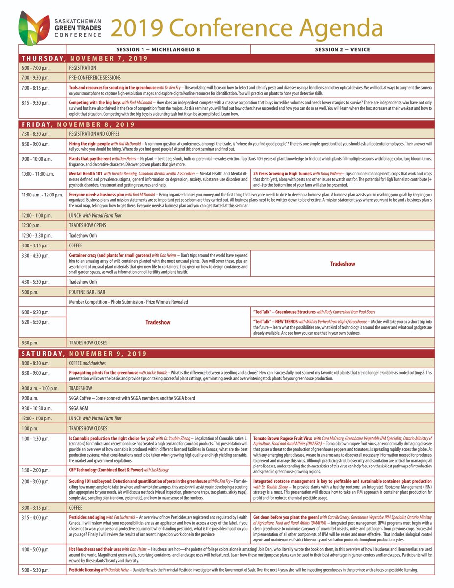 We've lined up an excellent agenda for the 2019 Saskatchewan Green Trades Conference being held on November 8th &amp; 9th - check it out. Deadline for early bird registrations is coming up – register before October 10 and SAVE $100!
saskgreentradesconference.com
#SGTC2019