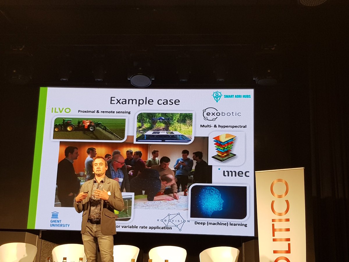 .<a href="/ILVOvlaanderen/">ILVO</a>'s Jurgen Vangeyte presents smart farming and its uptake problems. #DigitaInnovationHubs try to create a bridge with the end users, to improve adoption of #smartfarming. #NewAgeOfAg