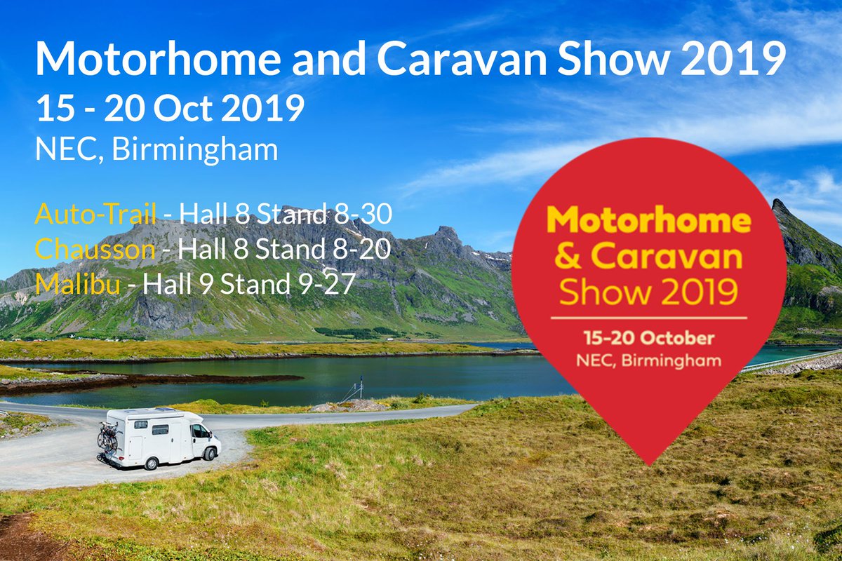 We will be at the NEC Motorhome &amp; Caravan Show in Birmingham from 15 - 20 Oct. Hall 8, Stands 20 &amp; 30 and Hall 9 Stand 27 #necbirmingham #leisure #fun #adventuretravel #vanlifediaries