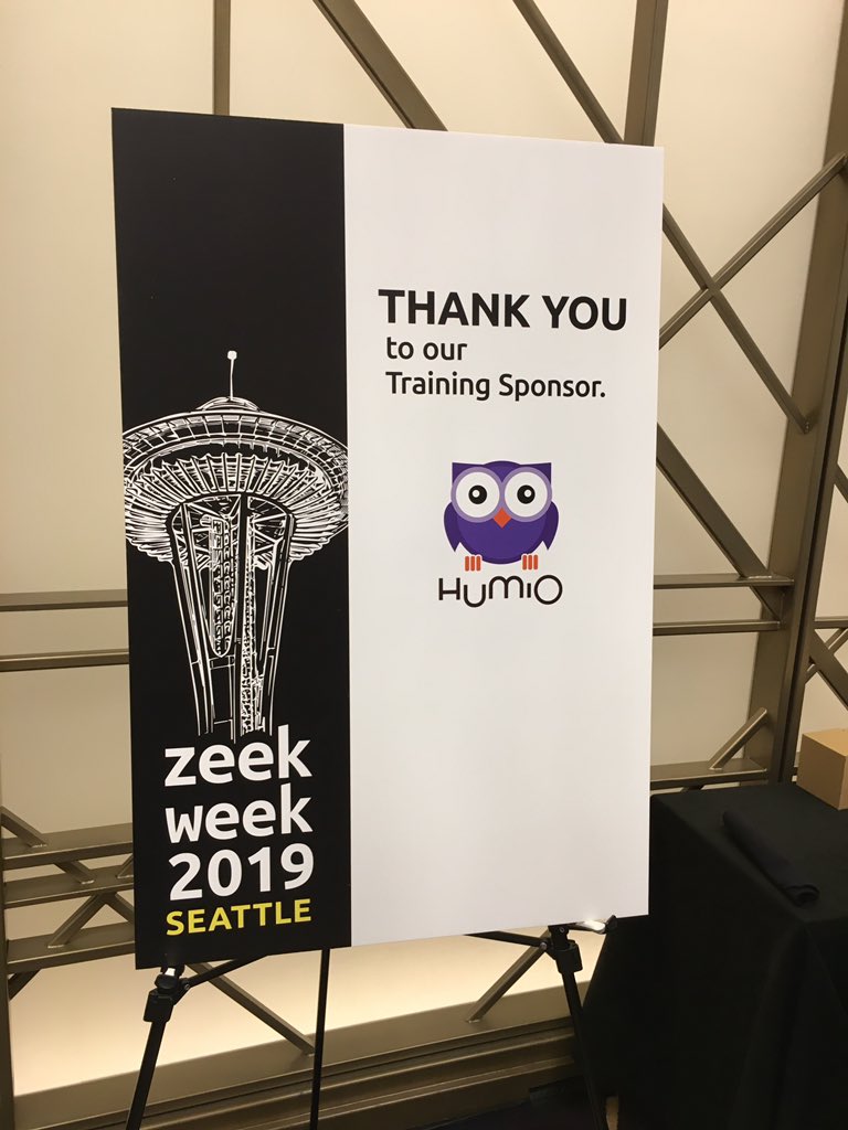 akgraner's tweet photo. Again, Thank you @MeetHumio for sponsoring the #ZeekWeek19 pre-conference training in Seattle.  #Zeek #Bro #ZeekWeek #Brocon #zeek_training https://t.co/ynISN47qX9