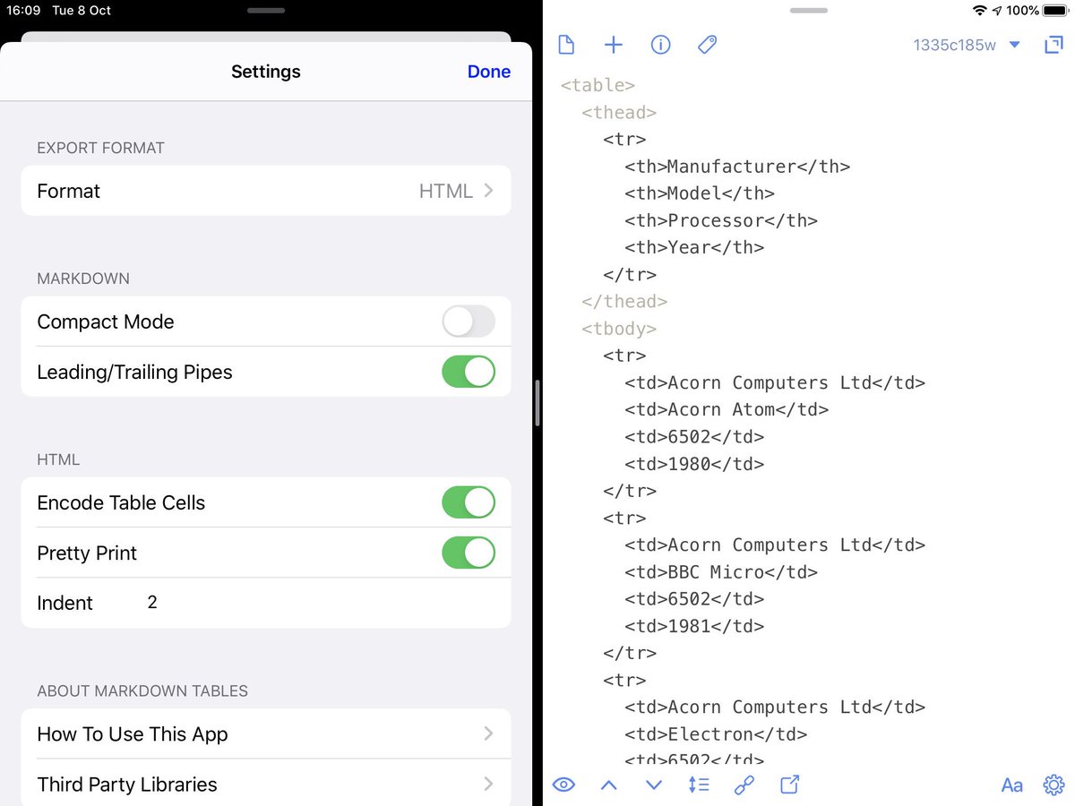 Coming soon in Markdown Tables - HTML export and more control over exported Markdown.