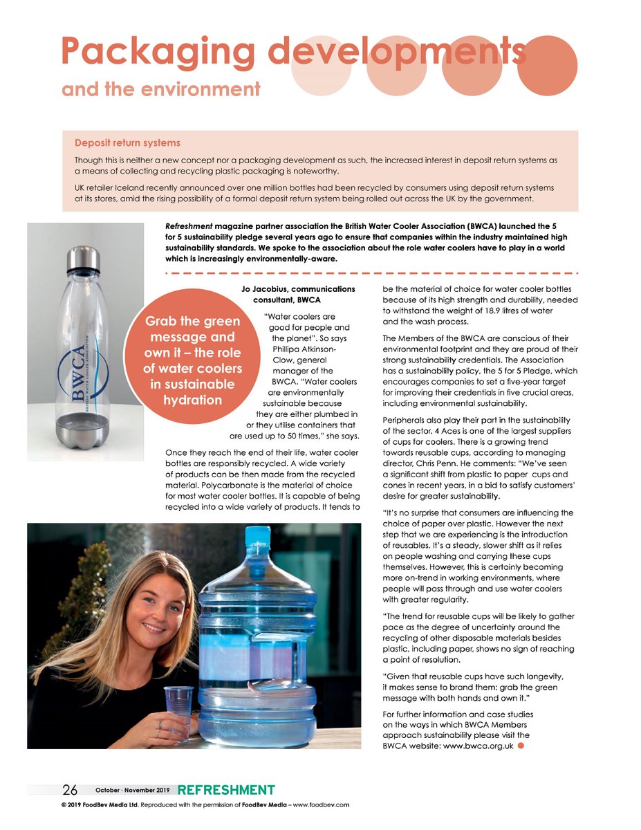 BWCAInfo's tweet photo. "Grab the green message" - the role of watercoolers in improving sustainability. Check out our article by @JoJacobius in the current issue of @RefreshmentMag https://t.co/e4Jcfuqfmu