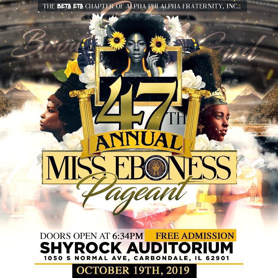 babyasia__'s tweet image. ✨Join us for a night of elegance and grace as we celebrate our beautiful Black Queens 👑at the 47th annual Miss Eboness Scholarship Pageant💃🏽Talents will showcase singing , dance, poetry, and so much more! 🎼🎭This is a FREE event! #SIUC #MISSEBONESS #ALPHAWEEK #HOMECOMING
