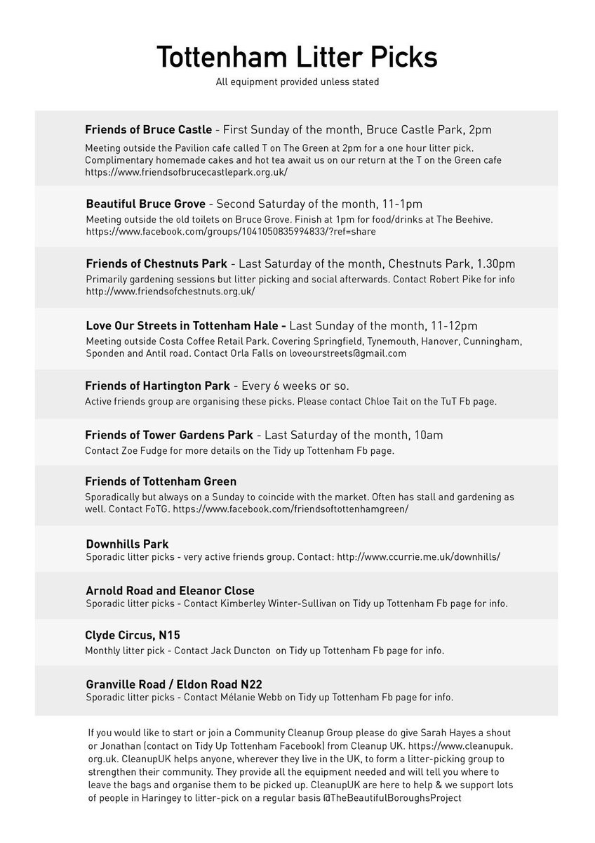 All you need to know about litter picks in #Tottenham - if we’ve missed something, let us know! Join one, start one, love one! Be a #LitterHero and #GetInvolved &amp; help #tidyuptottenham  #loveourstreetshatelitter