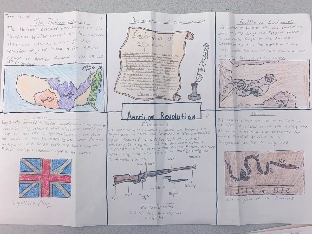 How awesome are my kids! These #revolutionaryera #onepagers are #stunning! #art #eighthgrade