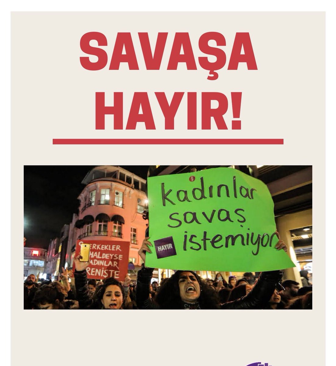 Rojava Devrimi Kadın Devrimidir. Erkek aklınızla aldığınız savaş kararı Kuzey Suriye’deki tüm toplumsal kazanımlara saldırıdır. Kadınlar olarak sonuna kadar onurlu bir çözüm için mücadele edeceğiz. #SavasaHayır