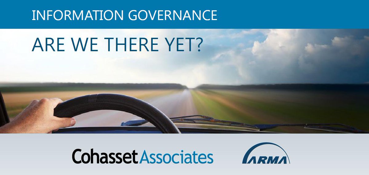 CohassetAssoc's tweet photo. Cohasset Associates and ARMA International are pleased to present this tenth biennial benchmarking report. “Information Governance Benchmarking Report: Are we there yet?" @ARMA_INT
Download your free copy: https://t.co/PJi1PJ0nrt
#IG #ESI #RIM #informationlifecycle #infogov https://t.co/lo3cIlHsVw
