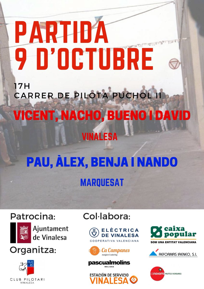 Vos esperem demà a la tradicional partida del dia 9 d'octubre! Cartell de luxe! #pilotavalenciana