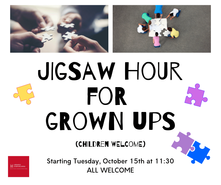 corkcitylibrary's tweet image. Improve your problem solving skills by joining us for jigsaw hour at Glanmire Library. Starting Tuesday 15 October at 11.30 am.  Suited to adults and accompanied children.  #GlanmireLibrary #CorkCityLibraries