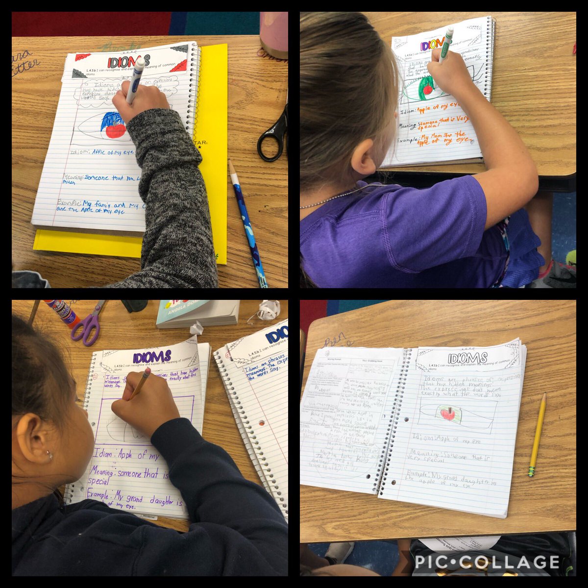 JessicaVandesc1's tweet photo. These LOE students worked on idioms today and created a class idiom book. @LaurelOakElem https://t.co/3uqfR36jBj