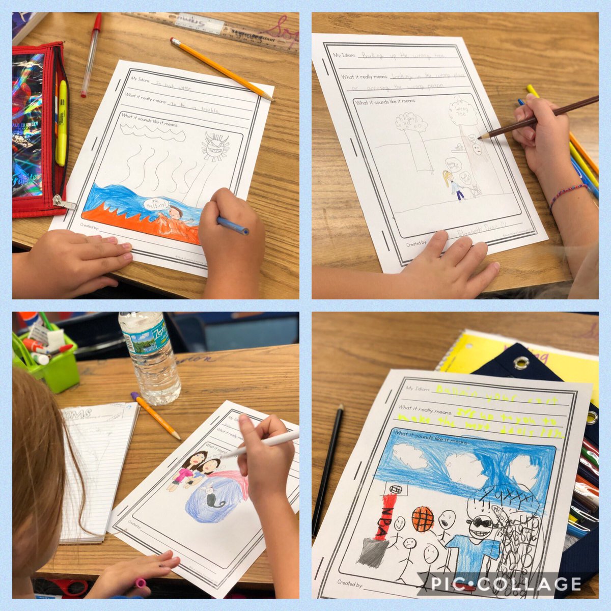 JessicaVandesc1's tweet photo. These LOE students worked on idioms today and created a class idiom book. @LaurelOakElem https://t.co/3uqfR36jBj