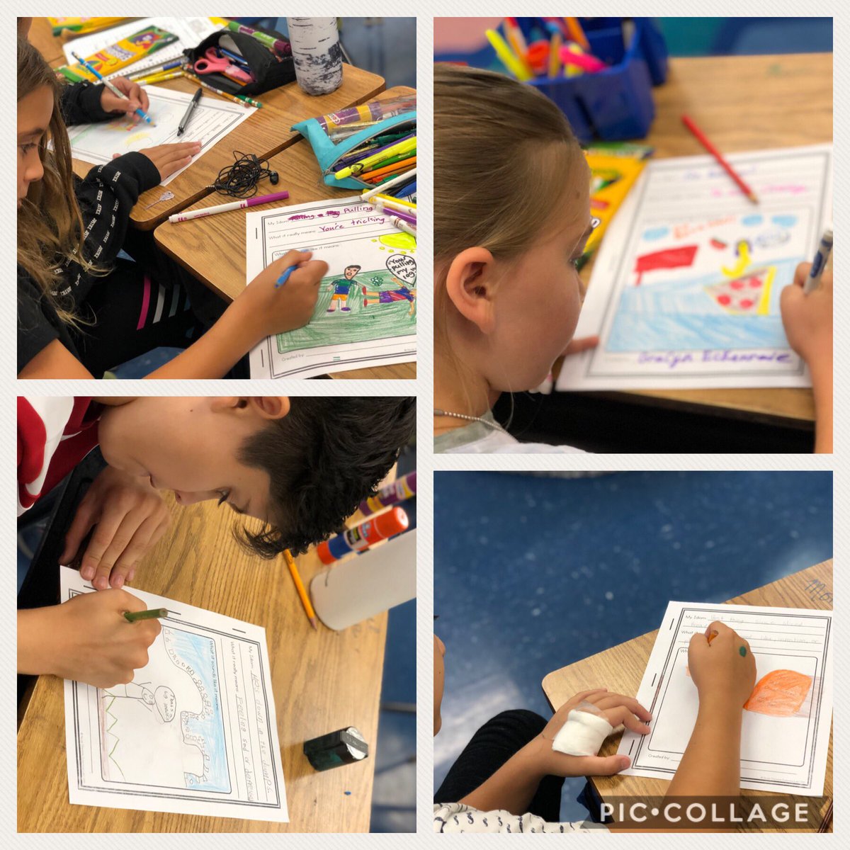 JessicaVandesc1's tweet photo. These LOE students worked on idioms today and created a class idiom book. @LaurelOakElem https://t.co/3uqfR36jBj