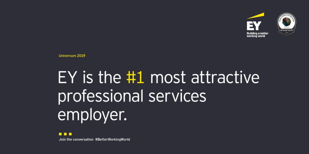 RichJeanneret's tweet photo. I'm proud to see @EY_US ranked the #1 most attractive professional services employer by @UniversumGlobal for the fourth consecutive year. Thank you to all our amazing people. https://t.co/Y2Ii9xNV3M https://t.co/GpQurUeWn3
