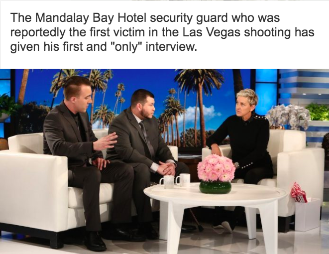 Remember how the only witness to have interacted with the alleged shooter, C.I.A. linked Stephen Paddock, just did that one interview, on Ellen?Come to think of it that was kinda weird, wasn't it? 