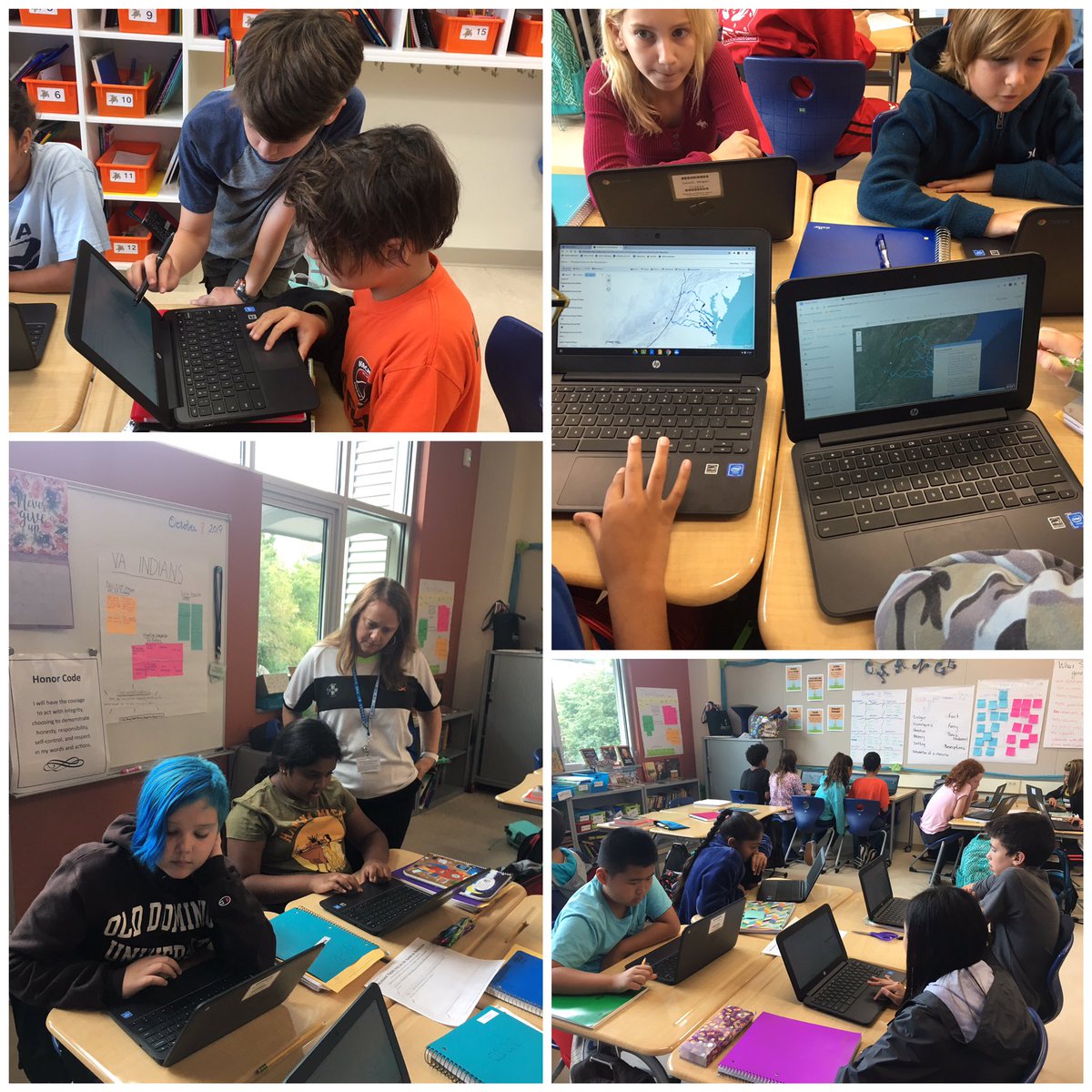 Mrs. Troxell is leading the class in an interactive lesson about Virginia’s perspectives of the American Revolution using ArcGIS.@ctroxell