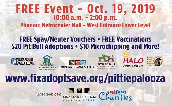 azhumane's tweet photo. Pittie Palooza is back for the 6th year! This annual event with our #FixAdoptSave partners celebrates our beloved Pittie friendsand offers all breeds and cats free spay/neuter & vaccines, and low-cost microchips, pet ID tags & Pittie adoptions! Details: https://t.co/b4nPOCW0Jr https://t.co/dlTaomGRHV