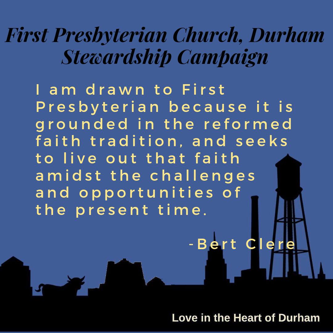 firstpresdurham's tweet photo. First Presbyterian Church, Durham NC has a strong tradition and practice of inclusion and welcome. Here more of what member Bert Clere has to say about it here: https://t.co/CgBBI0O0Hn… 
#fpcdurham #loveintheheartofdurham https://t.co/XlRgEvnK8i