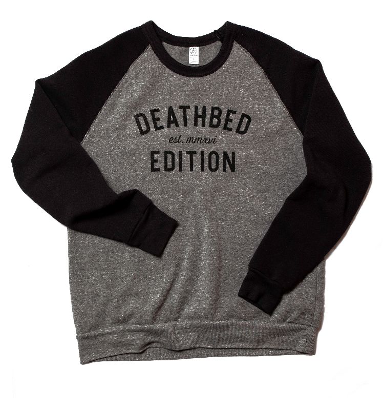 DeathbedEdition's tweet photo. Feeling that fall weather chill? Try out our original Eco-Fleece logo sweatshirt. - https://t.co/KkJj2k9DL1 https://t.co/y3yaAyBfwk