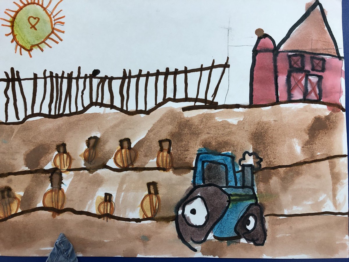 jim_les4's tweet photo. Beautiful landscape paintings by kindergarten in our guided drawing using shapes! #LockartLeading #BbeMasterbuilders #Lockhartisd #bluebonnetlions #LoveMyLisd https://t.co/vzhBfs4H3N
