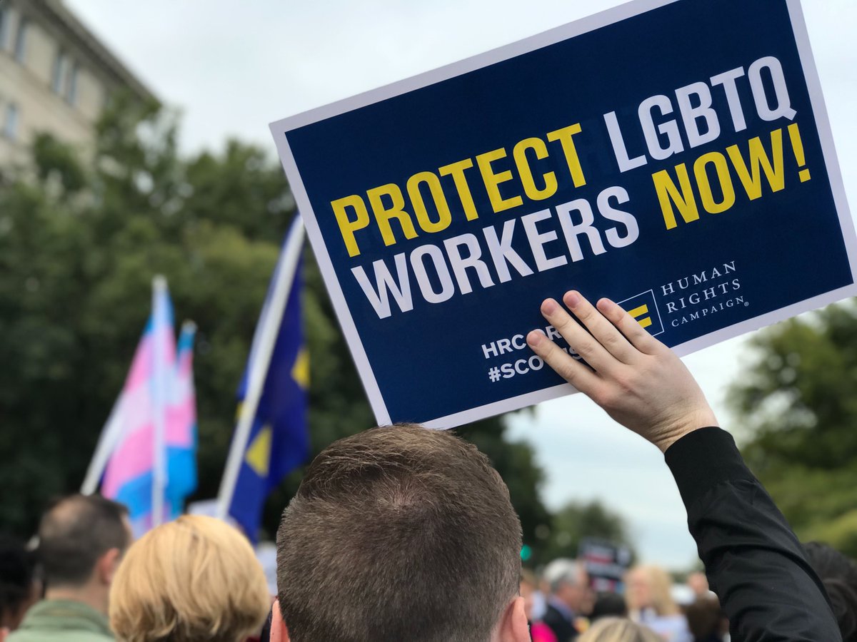 Today, the U.S. Supreme Court is considering three cases that could decide whether federal non-discrimination laws apply to LGBTQ people. 

It is vital that #SCOTUS upholds LGBTQ employment protections.

<a href="/HRC/">HRC</a> is proud to join partners today and #RiseUpOct8.