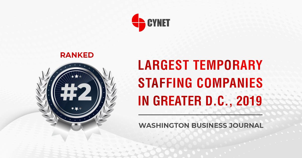CynetCorp's tweet photo. Proud to announce that Cynet has been ranked #2 Largest Temporary Staffing Companies in Greater D.C for 2019! We are thankful to all our Employees, Clients and Partners!!
https://t.co/llb3WZPqoU #staffing #WBJ #GreaterDC https://t.co/pakssejUJk
