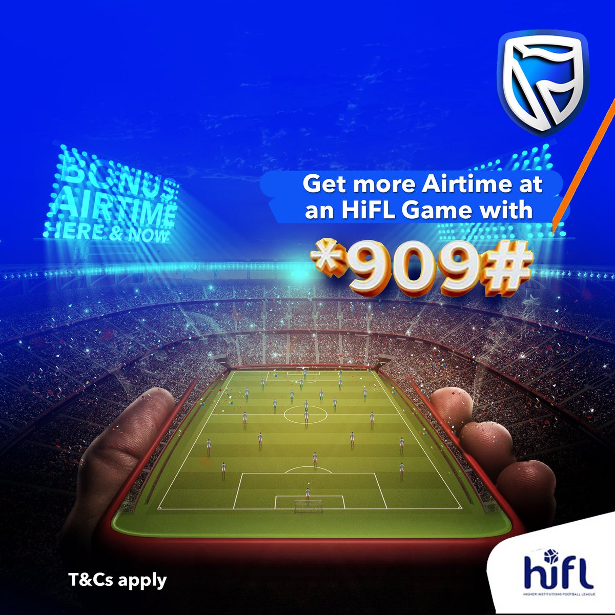 Great news!!! 
Be present at every live HiFL game, and dial *909# to get loads of airtime.

See you there. 😎👌
#HiFL2019