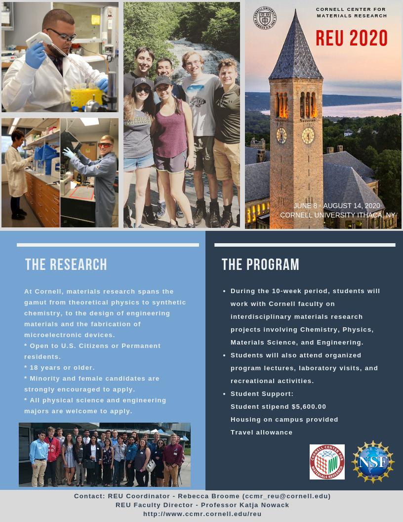 Cornell Center for Materials Research REU tweet media