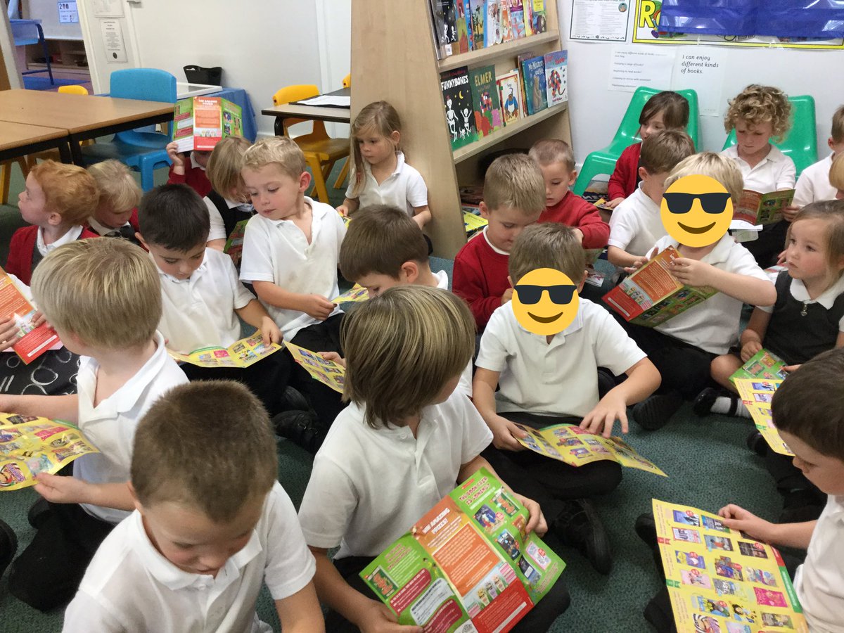 MD_Class1's tweet photo. The children were very excited to look at the book fair leaflet. They noticed Supertato, one of their favourites at story time, was in the leaflet. The book fair will be coming to school from the 5th November to the 11th November. @MD_MrsThompson #MD_reading https://t.co/WHCFu8RbzX