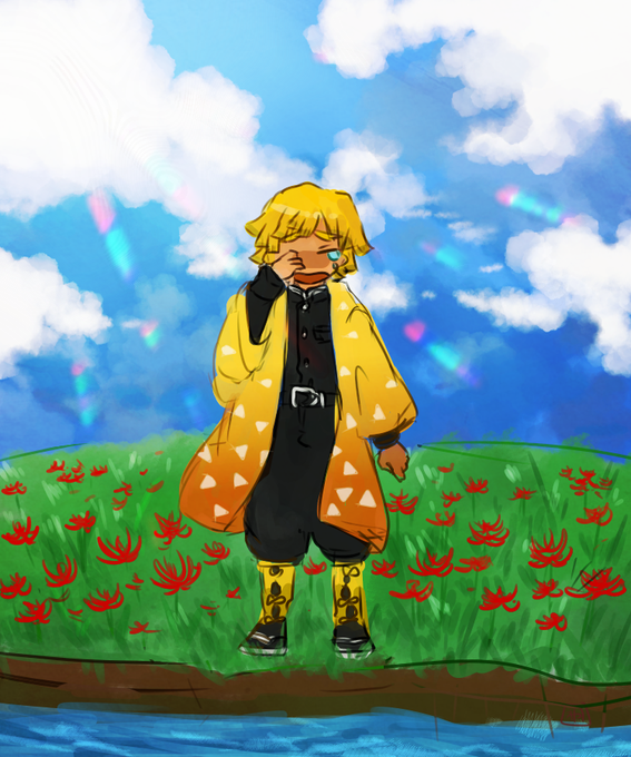 やけくそチゲうどんサンバさんがTwitterに投稿した我妻善逸(鬼滅の刃)のイラスト。