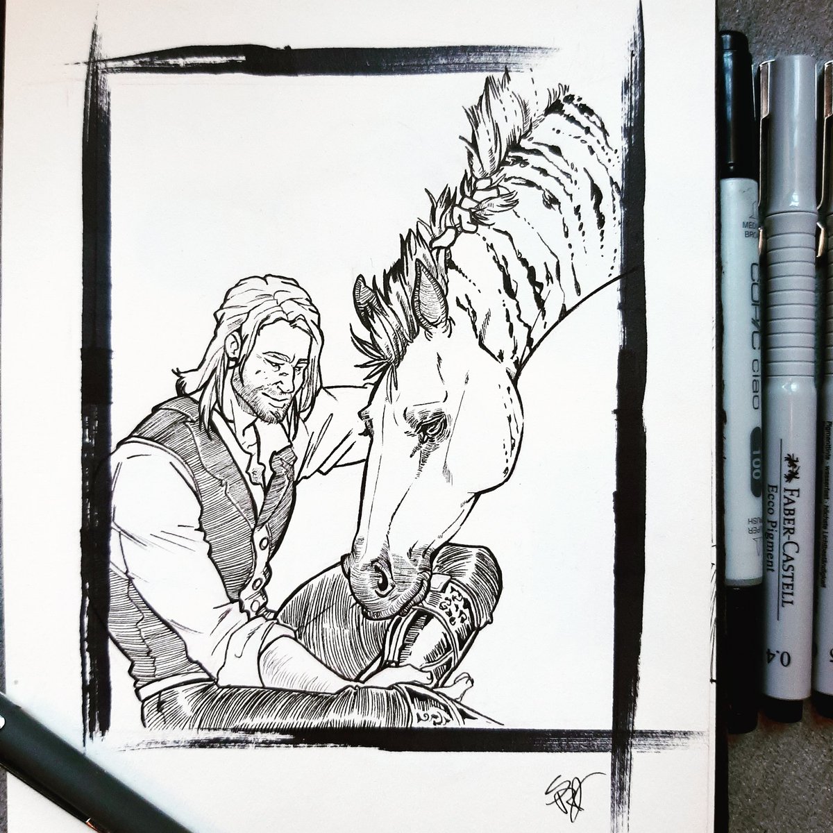 Red Inktober Redemption day 8: Mane

Did you get it? Arthur with long mane and his horse with short mane. Oh, well I was looking for an excuse to draw Percival. 
#reddeadredemption2 #rdr2 #redinktoberredemption #rdr2inktober #inktober2019 #inktober #arthurmorgan #traditionalart 