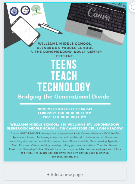 WMSLongmeadow's tweet photo. Williams and Glenbrook are excited to work with the community to #BridgeTheGenerationalDigitalDivide https://t.co/IWkCrmykEe