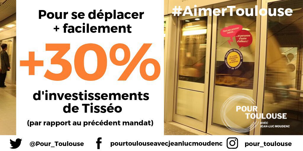 Pour_Toulouse's tweet photo. [#Mobilité] Vos déplacements quotidiens sont une préoccupation majeure de notre équipe. Depuis 2014, nous faisons toujours + pour permettre à chacun de se déplacer + confortablement et dans une ville + respirable #Métro #Vélo #Linéo #AimerToulouse https://t.co/G94elrJBGx