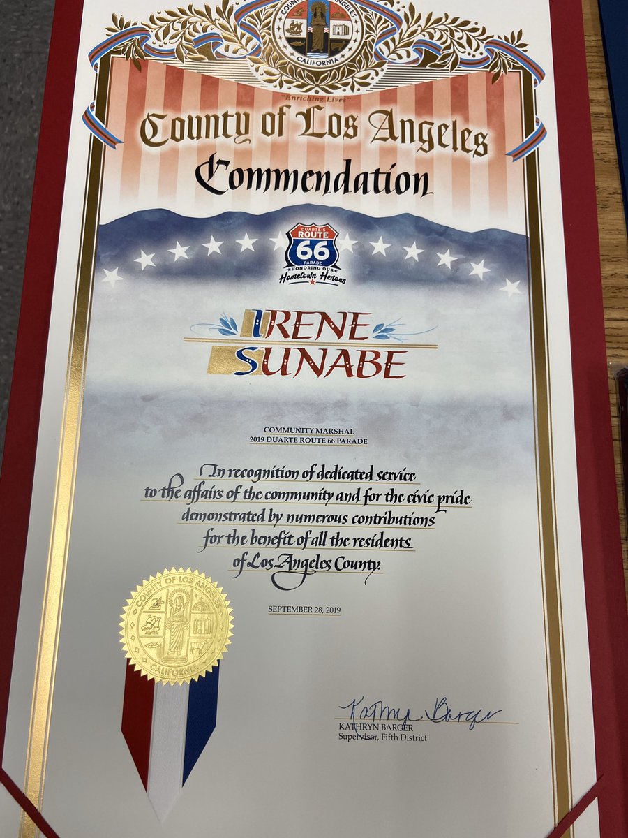 What a humbling experience to be honored by the city of Duarte. Thank you to City of Duarte, City Hall  Lois Gaston and Karen Wilson. Thank you for your continuous support!!  #Route66 #HometownHeroes